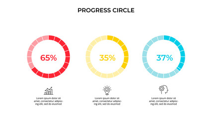 Business data visualization. Progress circle chart. Vector business template for presentation. Creative concept for infographic