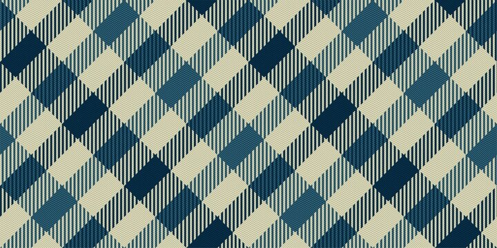 Pale Beige And Dark Blue Colors Fabric Texture Of Traditional Checkered Gingham Repeatable Diagonal Ornament For Plaid, Tablecloths, Shirts, Tartan, Clothes, Dresses, Bedding