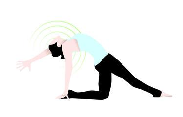 Vector illustration woman in Yoga pose, graphic design woman style in gym outfit, movement graphic. Isolated on white background.