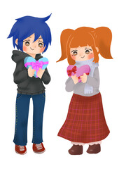 プレゼントを持つ男女