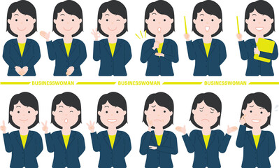 businessWoman_B　女性　ビジネス　ハンドサインセット