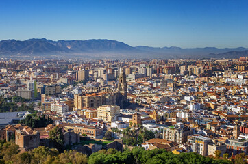 Fototapeta na wymiar Scenic view of Malaga city in Spain. Travel the Spain in summer. Cityscape of Malaga.