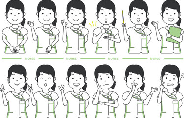 看護師のハンドサインセット