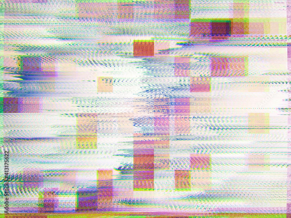 Poster modern background with dead pixel and bug, glitch and error signal. optical distortion, overlapping 