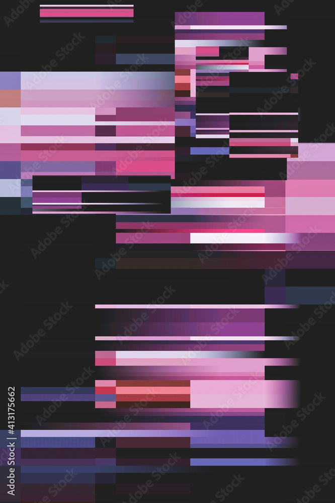 Poster modern background with dead pixel and bug, glitch and error signal. optical distortion, overlapping 