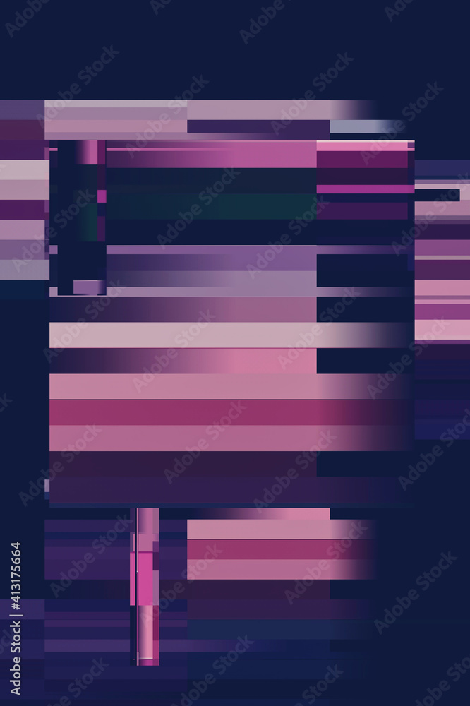 Poster modern background with dead pixel and bug, glitch and error signal. optical distortion, overlapping 