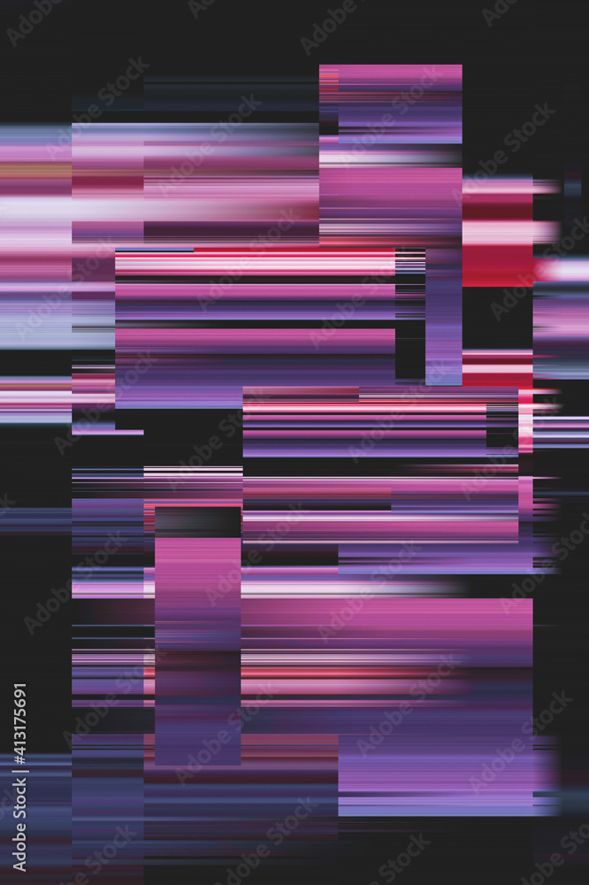 Poster modern background with dead pixel and bug, glitch and error signal. optical distortion, overlapping 