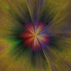 Colorful abstract background from spherical circles converging to the center, imitation of folds. Bright psychedelic artistic style. Digitally generated image. Decorative concept. © Natalie Ducouer