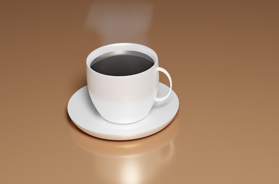 3d mug of hot coffee