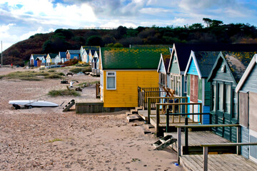 Fototapeta na wymiar Beach Huts Hengistbury Head Bournemouth Dorset England UK