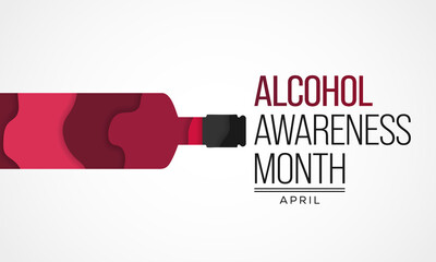 Alcohol awareness month is celebrated annually in April  to educate the public and highlight the dangers of alcohol misuse. vector illustration.