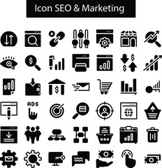 Media Icon SEO and Marketing Solid Style