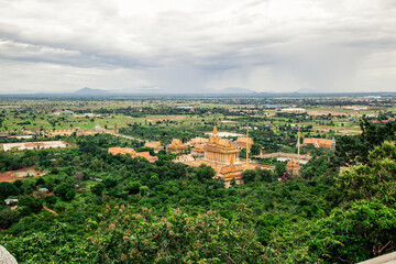 Khmer pagoda at Odong Mountain front Overview