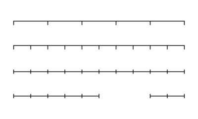 Black scale bars vector set. Map symbol.
