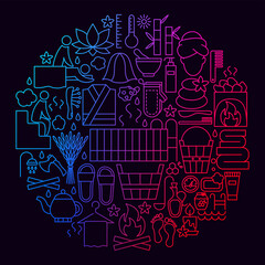 Spa Line Icon Circle Concept