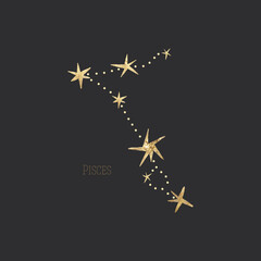 vintage vintage retro engraving style. zodiac sign and astrology. printing on gold foil