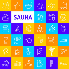 Sauna Line Icons