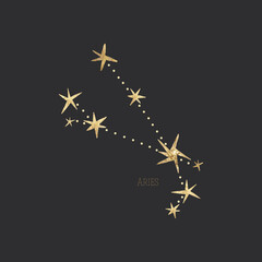 Obraz premium vintage vintage retro engraving style. zodiac sign and astrology. printing on gold foil