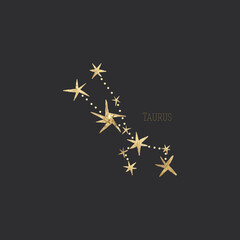 vintage vintage retro engraving style. zodiac sign and astrology. printing on gold foil