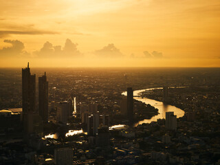 Cityscape of Bangkok Thailand  Skyline Chaopraya River Sunset view