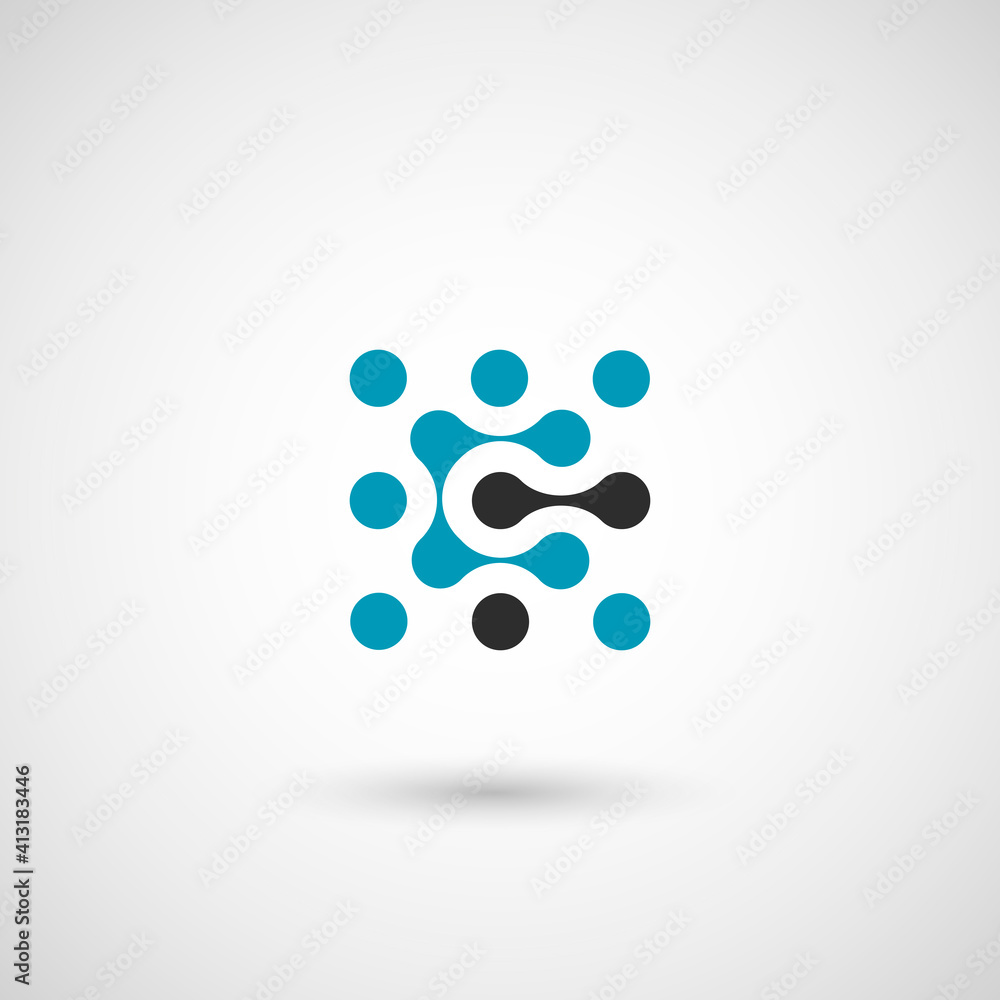 Poster Abstract molecular network sign for concept design. Vector illustration template. Social media sign icon. Internet technology. Social media web element. Abstract vector background