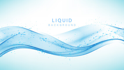Abstract blue wave vector background Flow transparent wave