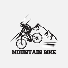 Retro simple mountain bike badge logo design