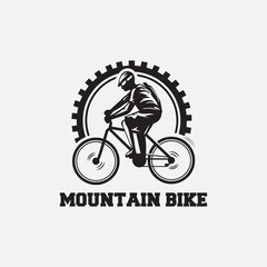 Retro simple mountain bike badge logo design