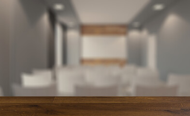 Fototapeta na wymiar Background with empty table. Flooring. Elegant office interior. Mixed media. 3D rendering.