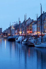 copenhagen canal harbor during night