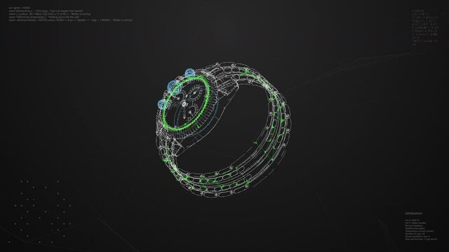 Watch Scanning UI. HUD watch analyze. Abstract holographic technology concept.