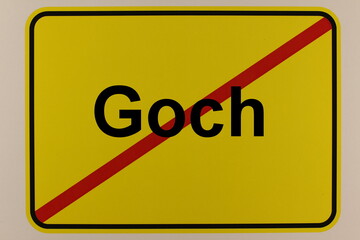 Illustration eines Stadtausgangsschildes der Stadt Goch