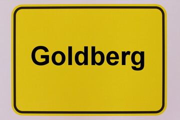 Illustration eines Stadteingangsschildes der Stadt Goldberg