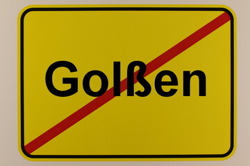 Illustration eines Stadtausgangsschildes der Stadt Golßen