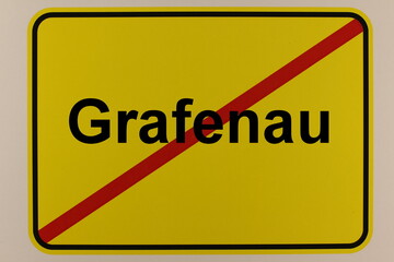 Illustration eines Stadtausgangsschildes der Stadt Grafenau