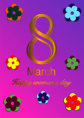 vector illustration, postcard for March 8, international women's day