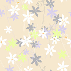 Floral gentle seamless vector pattern with flowers. Can be used for wallpaper, textile, fabric, bed linen, wrapping paper.