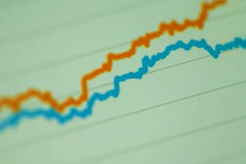 Two lines chart at comparision concept. Data analysis graph. Financial chart, analyzing report