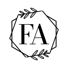 Simple Elegant Initial Letter Type FA Logo Sign Symbol Icon, Logo Design Template