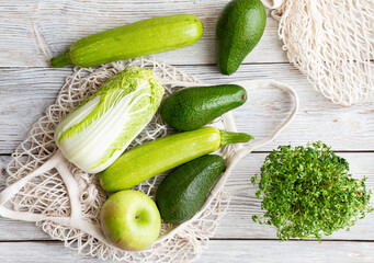 fresh vegetables on wooden table
