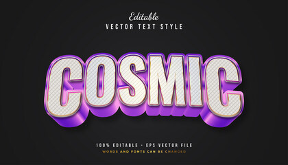 Bold Cosmic Text Style in White and Purple Gradient with Embossed Effect