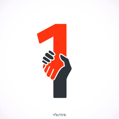 Creative 1- number icon abstract logo design vector template.Business offer,partnership icon.Vector illustration
