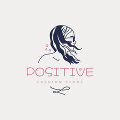 Hand drawn fashion woman logo template