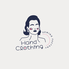 Hand drawn fashion woman logo template