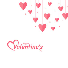 Background design for valentine's day with hanging love decorations. The pink pastel background. Sainte Valentine, mother's day, birthday greeting cards, invitation, celebration concept.
