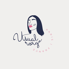 Hand drawn fashion woman logo template