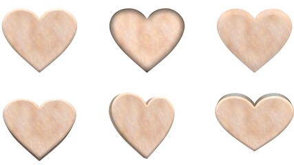 heart shaped cutters on white hart six pattern type red stone.