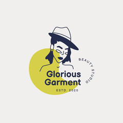 Hand drawn fashion woman logo template