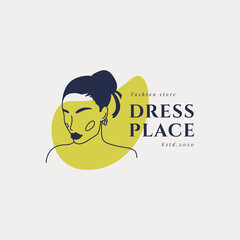 Hand drawn fashion woman logo template