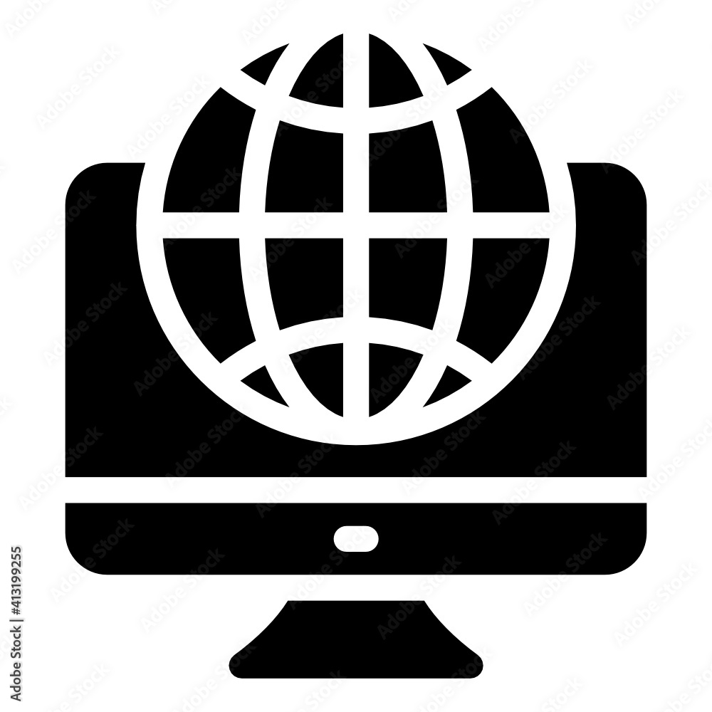 Wall mural global networking glyph style icon, editable vector